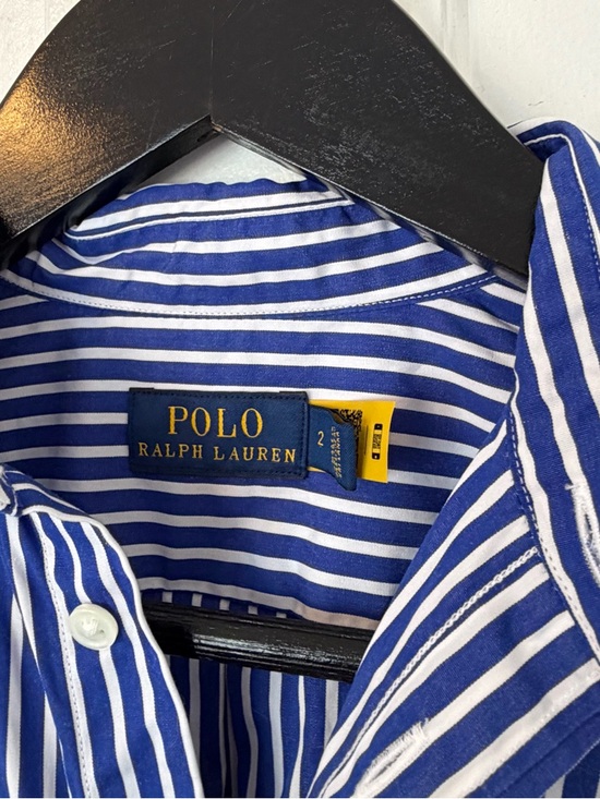 Ralph Lauren Blue and White Striped Long-Sleeve Shirt Dress - Picture 2 of 7